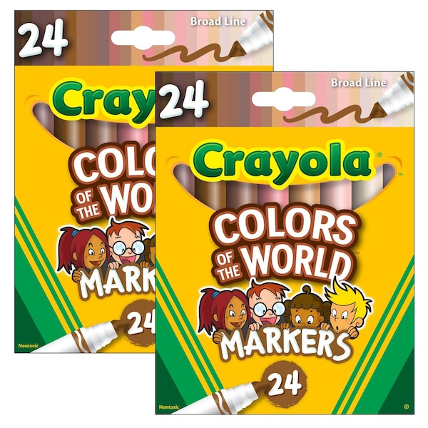 Colors of the World Markers, Broad Line, 24 Colors Per Set, 48PK